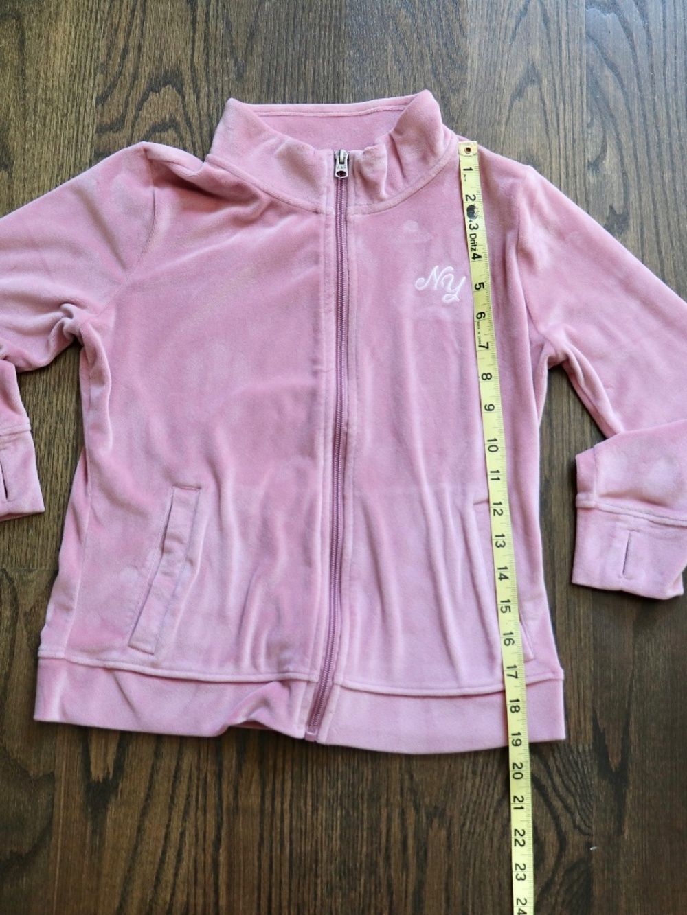Abercrombie Girls Pink Logo Velour Full-Zip Sweatshirt Track Jacket Size 11/12 - Picture 6 of 7